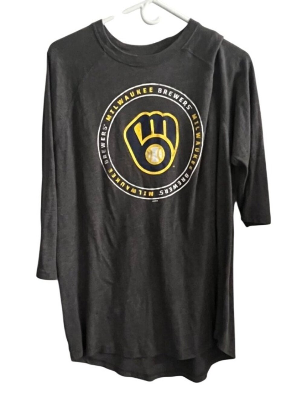 Milwaukee Brewers MLB 3/4 Sleeve Shirt Mens XL Gray Genuine Merchandise